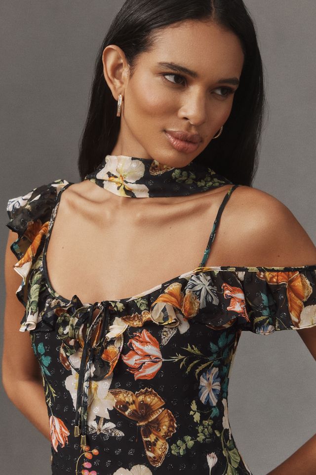 BHLDN Ruffled Off-Shoulder Scoop-Neck Maxi Dress #1