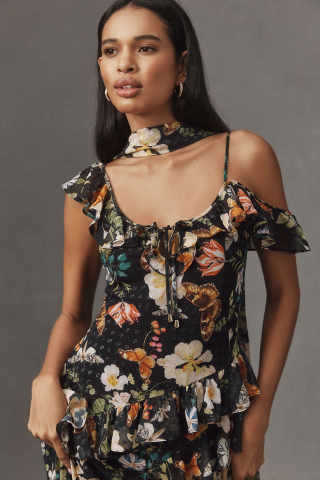BHLDN Ruffled Off-Shoulder Scoop-Neck Maxi Dress #3