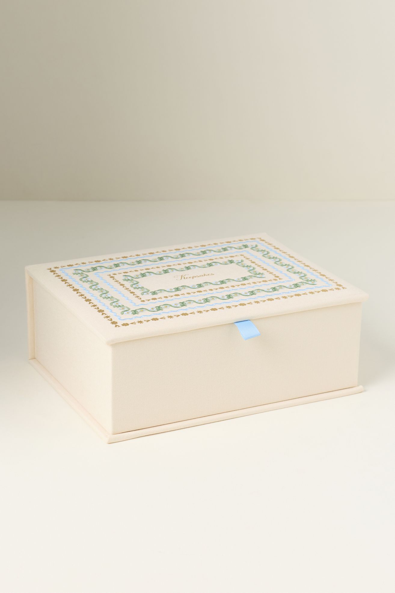 Rifle Paper Co. Delphine Large Embroidered Keepsake Box - Cream, Standard, One Size