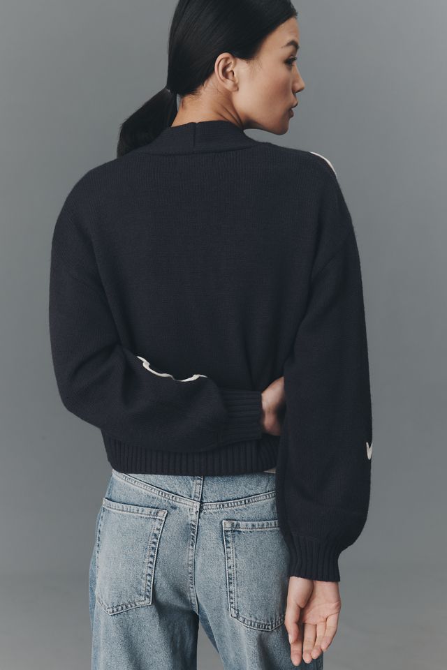 Dimensional Floral Motif Crop Cardigan #1