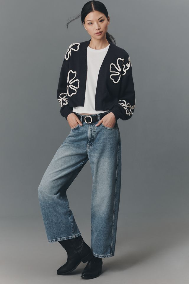 Dimensional Floral Motif Crop Cardigan #2