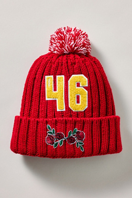 The Wild Collective Sporty Floral Beanie In Red