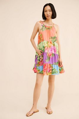 Maeve Mixed-Print Buttondown Dress