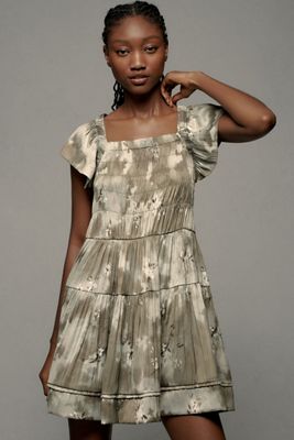 Maeve Mixed-Print Buttondown Dress
