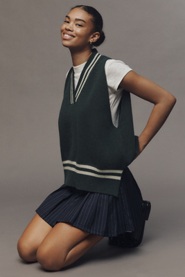 By Anthropologie Sporty V-neck Sweater Vest In Animal Print