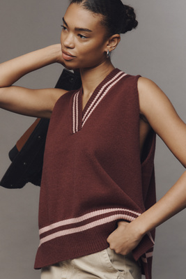 By Anthropologie Sporty V-neck Sweater Vest In Animal Print