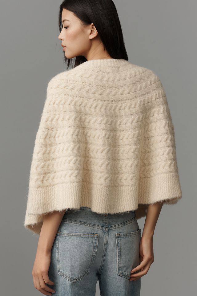 Maeve Tie-Front Cable-Knit Cape #1