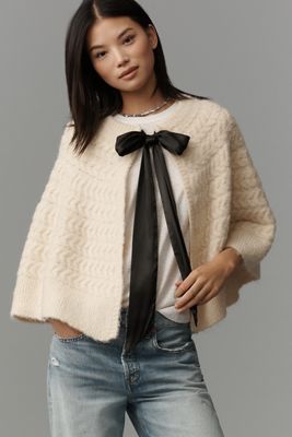 Maeve Tie-Front Cable-Knit Cape