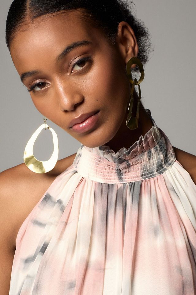 Maeve Halter Sheer Printed Maxi Dress #3