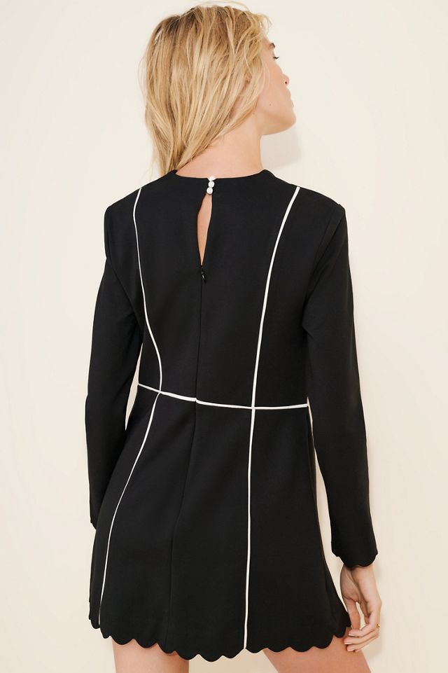 Maeve Square-Neck Scalloped Hem Long-Sleeve Mini Dress #1