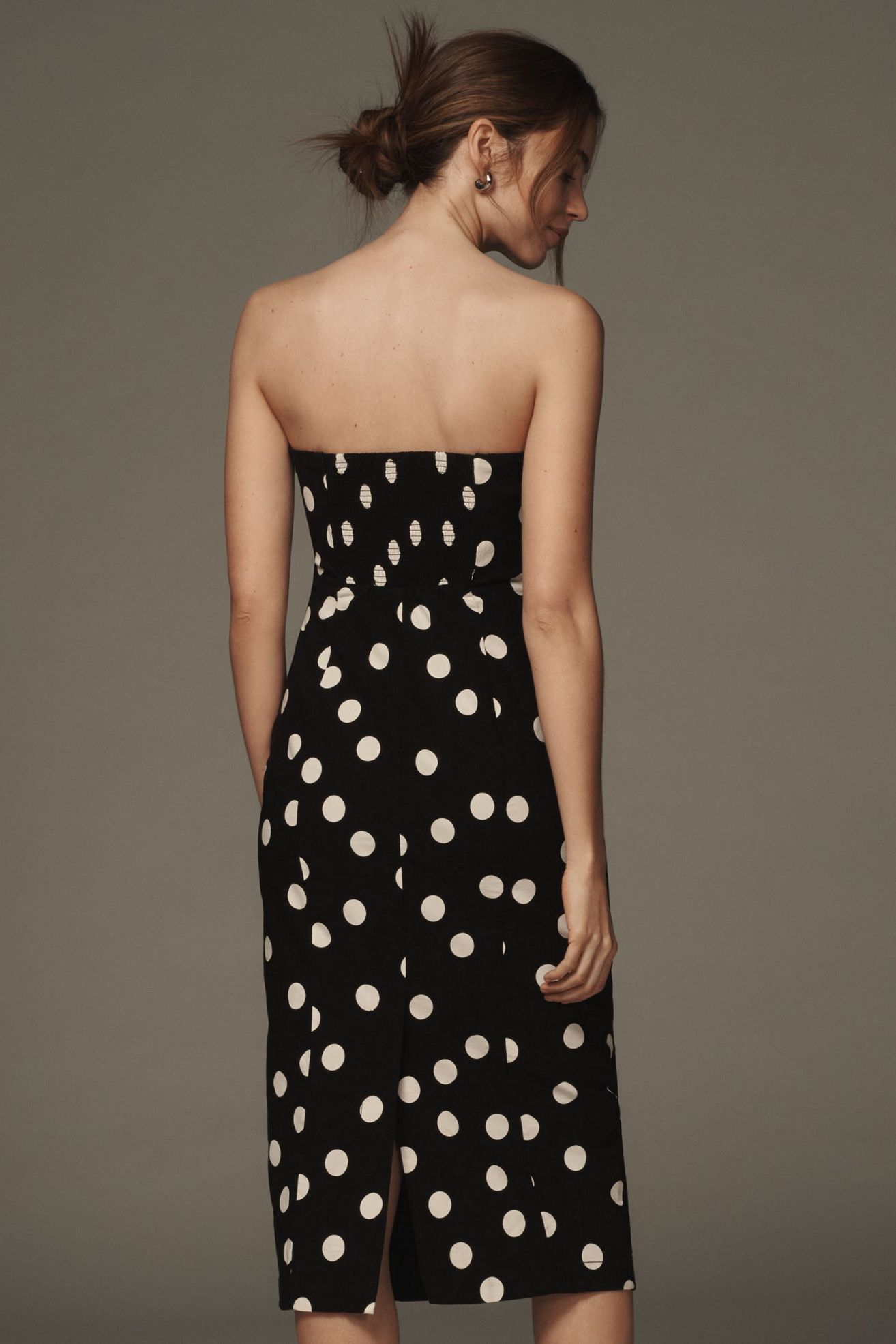 Strapless Bow-Front Midi Dress
