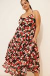 Scoop-Neck Mesh A-Line Midi Dress