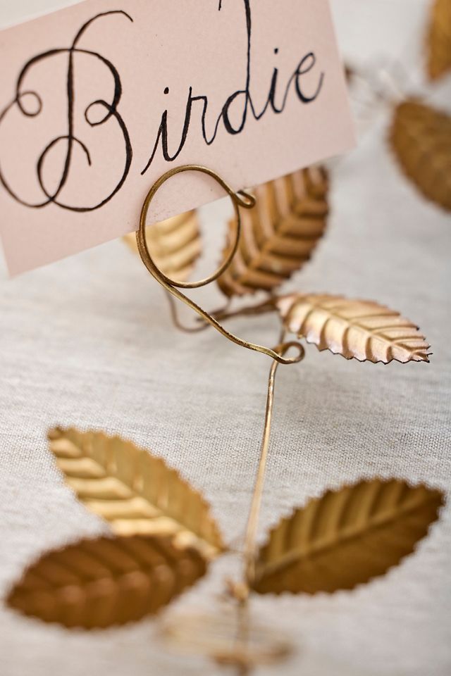 Golden Leaves Place Card Holder Garland #3