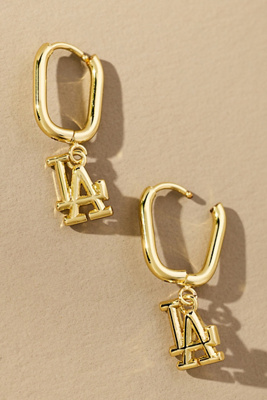 Luv Aj The Mlb Logo Charm Hoop Earrings In Gold