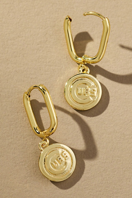 Luv Aj The Mlb Logo Charm Hoop Earrings In Yellow