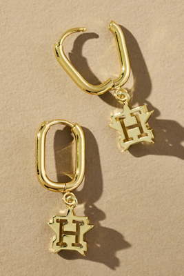 Luv Aj The Mlb Logo Charm Hoop Earrings In Gold