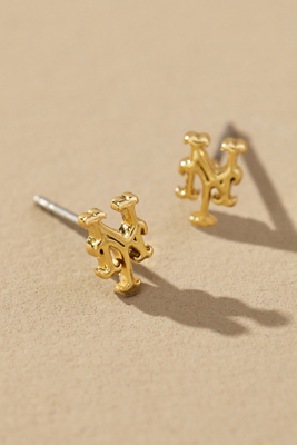 Luv Aj The Mlb Logo Stud Earrings In Yellow
