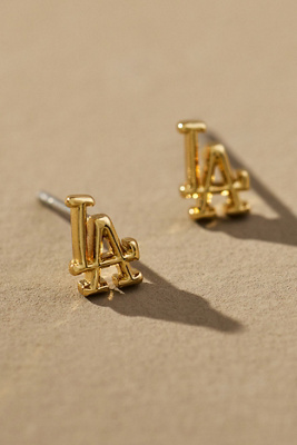 Luv Aj The Mlb Logo Stud Earrings In Yellow