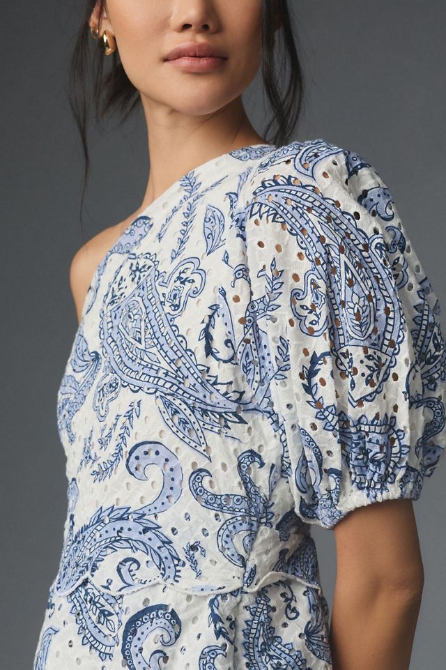 FARM Rio One-Shoulder Eyelet Midi Dress #2