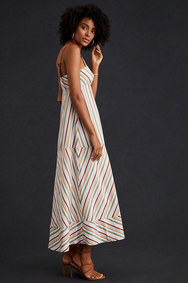 Maeve Square Neck Striped Maxi Dress #3
