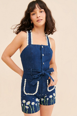 Rachel Antonoff Daisy Belted Romper | Anthropologie