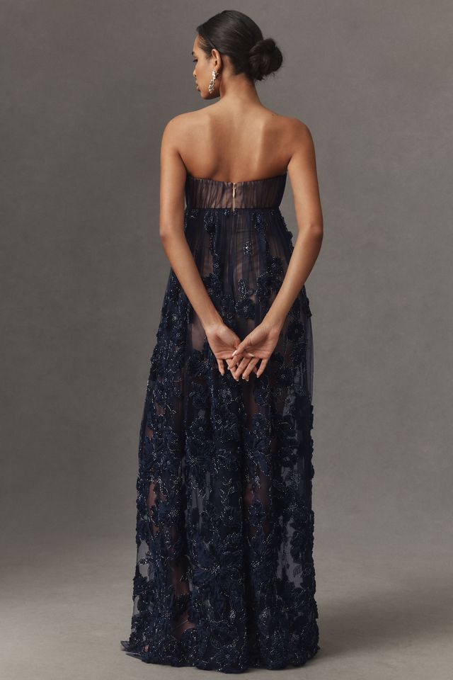 Helsi Beatrice Strapless Empire Floral Appliqué Maxi Dress #2