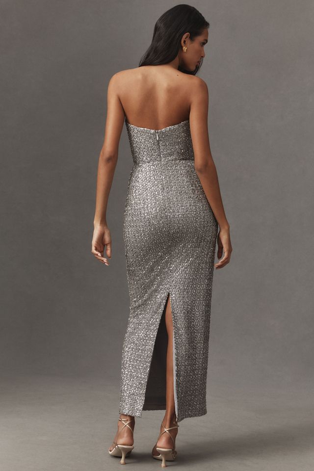 Helsi Silvia Strapless 3D Floral Strapless Stretch Sequin Maxi Dress #2