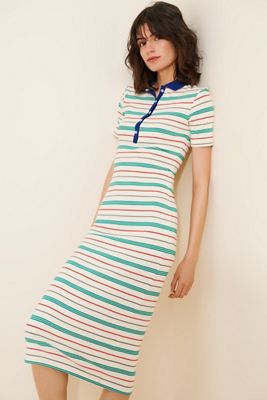 Striped Polo Midi Dress