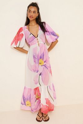 Aureta Floral Puff Sleeve Maxi Dress