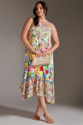 knee length dresses for ladies Mini Dress Blue Floral Myrtle Strapless Ruffle Mini Dress Size 14 main image 0