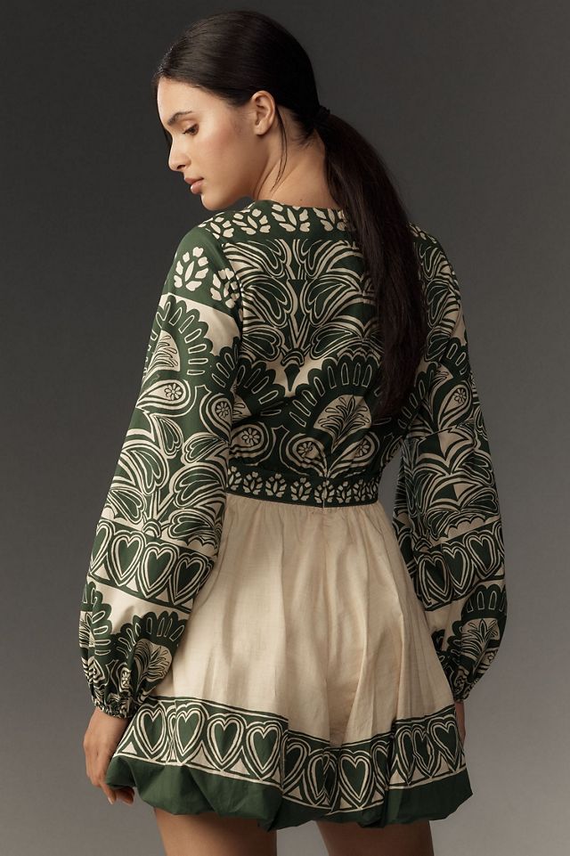 FARM Rio Long-Sleeve V-Neck Printed Romper #4