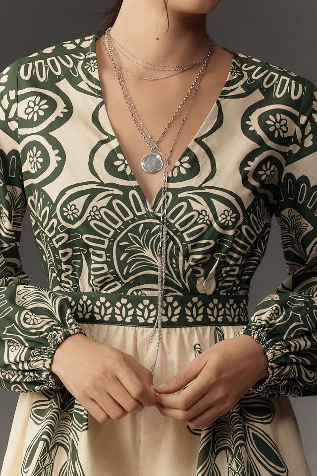 FARM Rio Long-Sleeve V-Neck Printed Romper #3