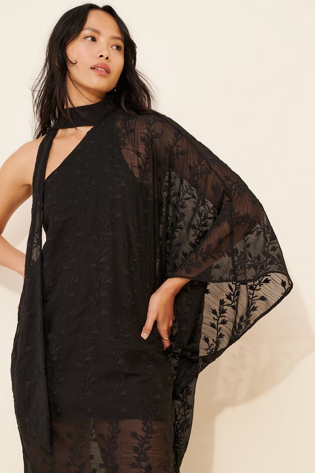 Especia Sheer One Shoulder Midi Dress #1
