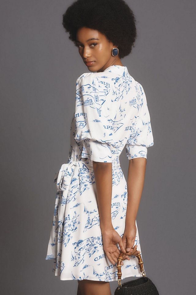 Maeve Short-Sleeve Collared Wrap Mini Dress #4