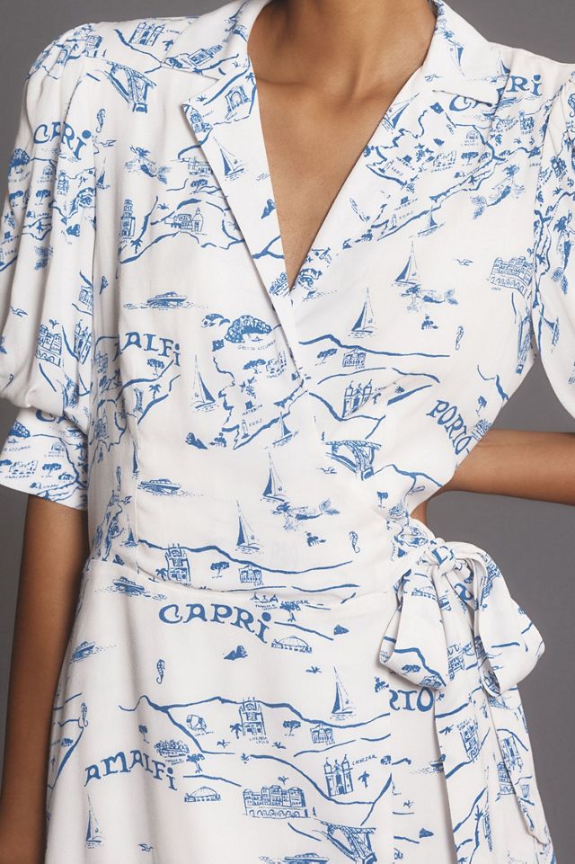 Maeve Short-Sleeve Collared Wrap Mini Dress #2
