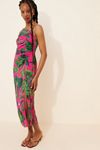 knee length dresses for ladies Farm Rio Blue Foliage Tie Shoulder Midi Dress