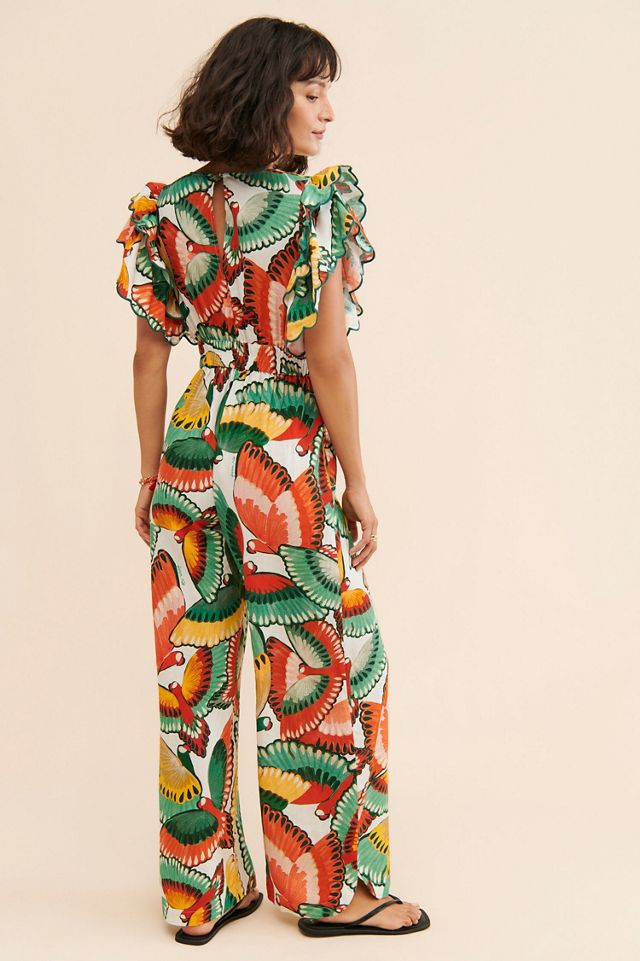 FARM Rio Ruffle-Sleeve Printed Jumpsuit #1