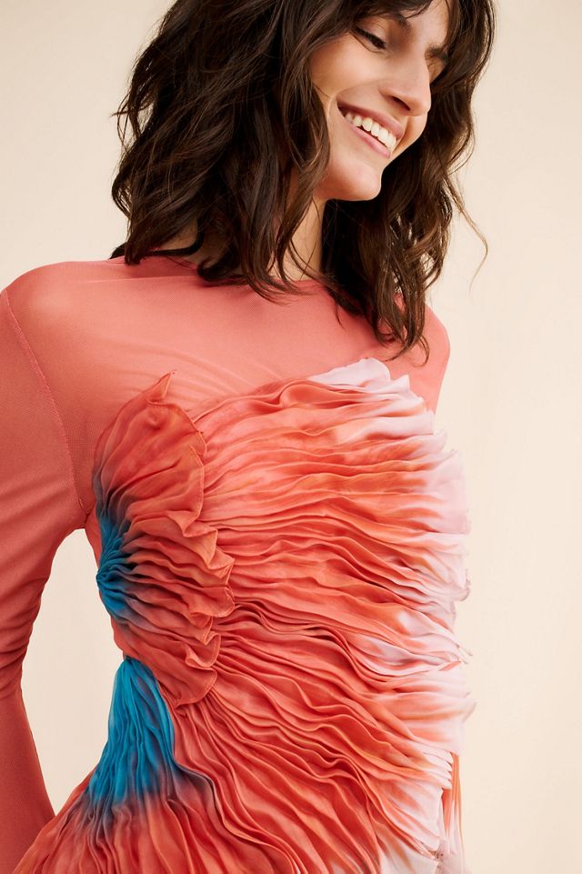 Geisha Designs 3D Floral Asymmetrical Top #2