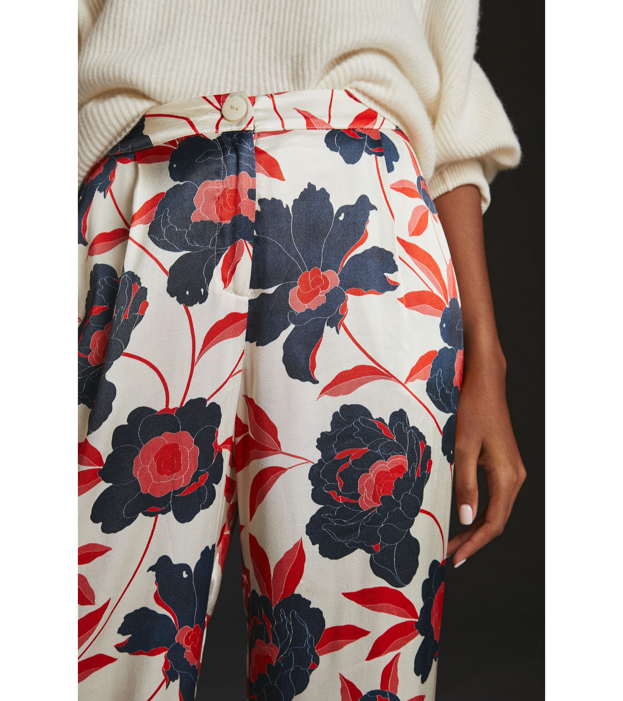 Floral Pleated Wide Leg Pants — Image 3