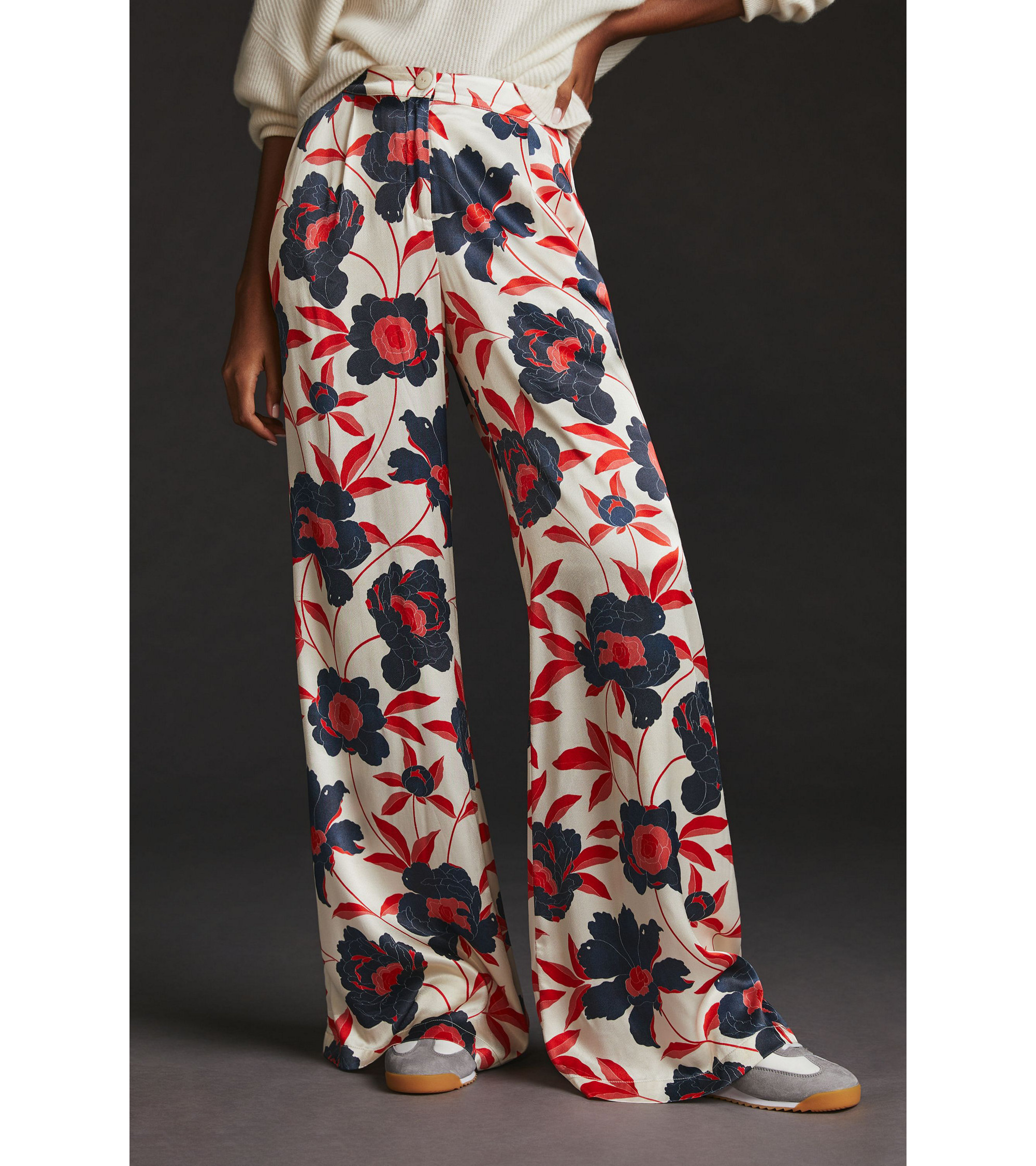 Floral Pleated Wide Leg Pants — Image 5