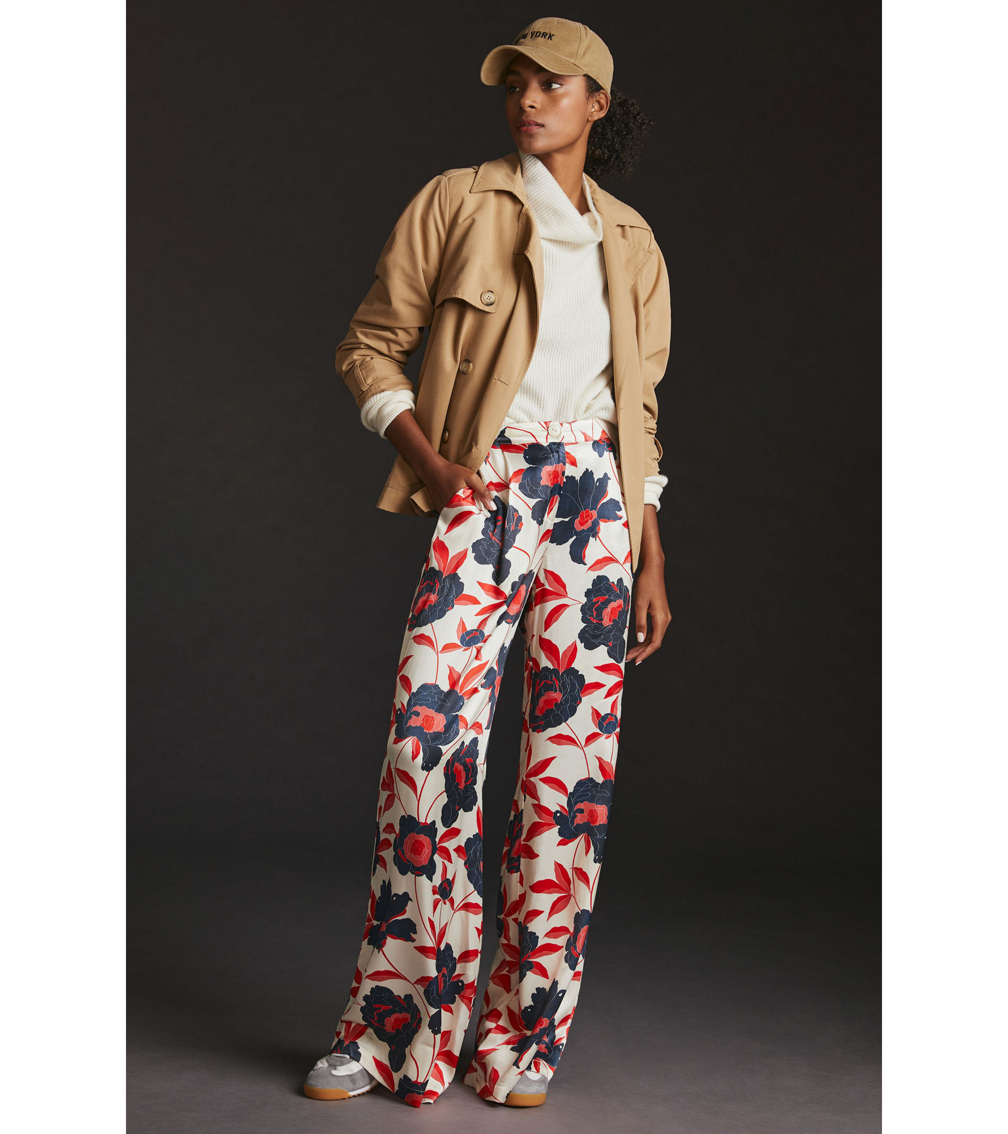 Floral Pleated Wide Leg Pants - Image 1