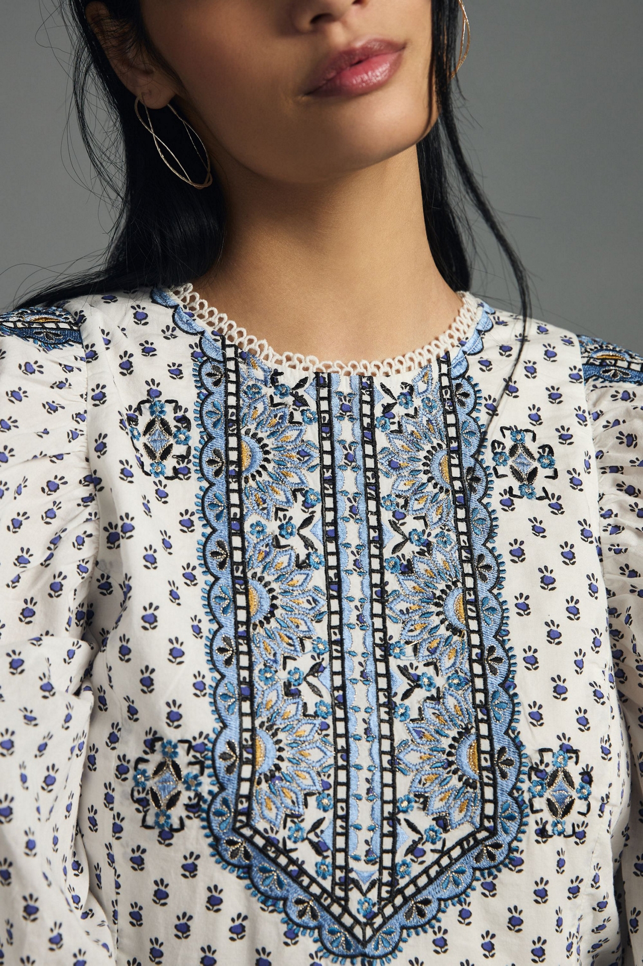 Printed Peasant Blouse