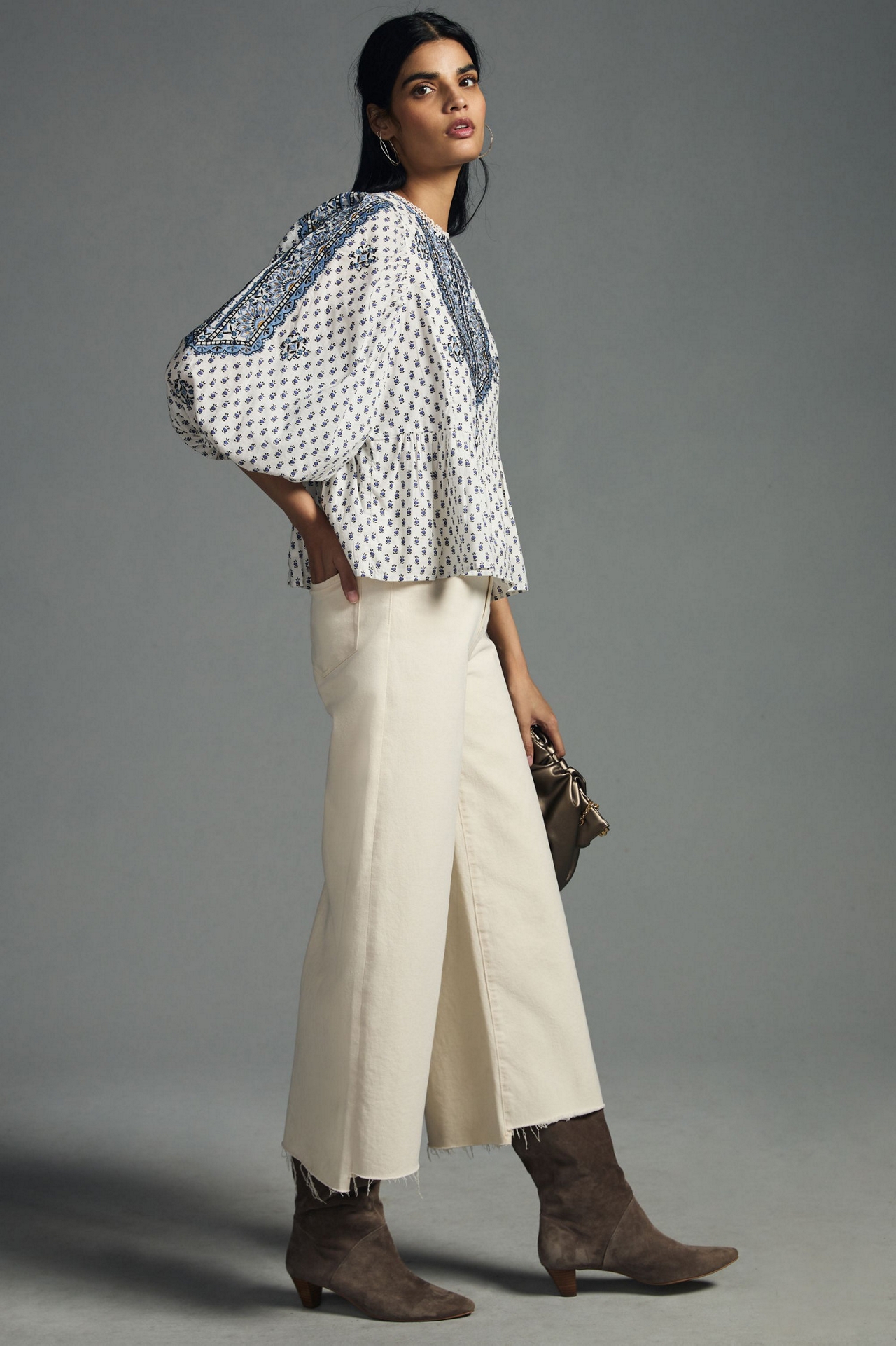 Printed Peasant Blouse