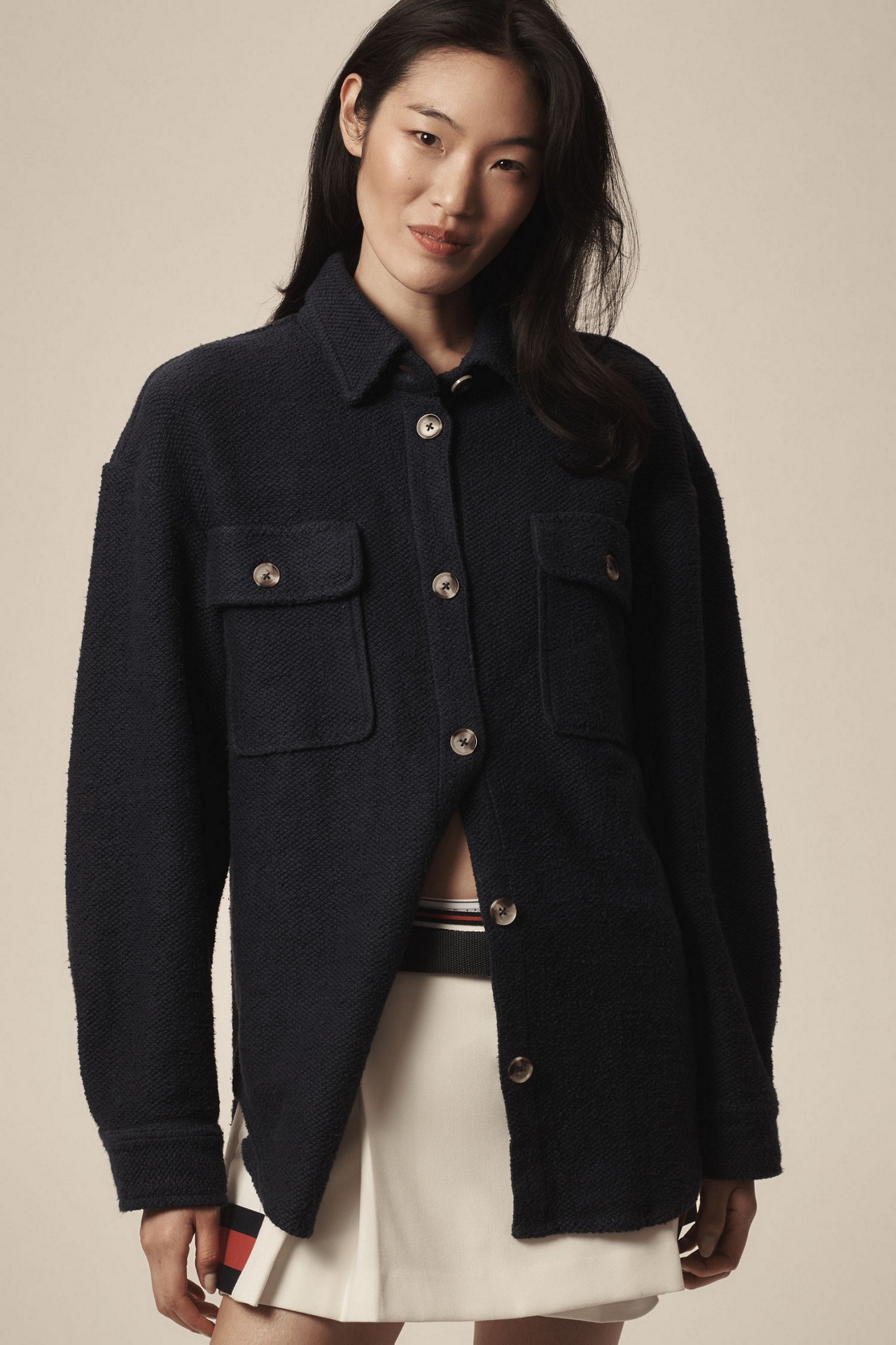 Textured Knit Shirt Jacket