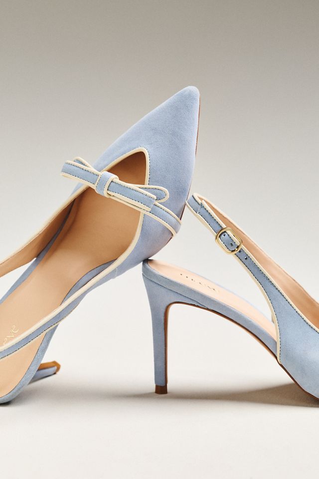 Maeve Bow Pointed-Toe Slingback Heels