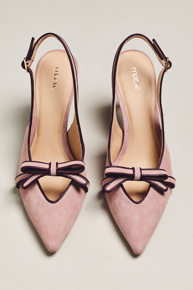Maeve Bow Pointed-Toe Slingback Heels #1