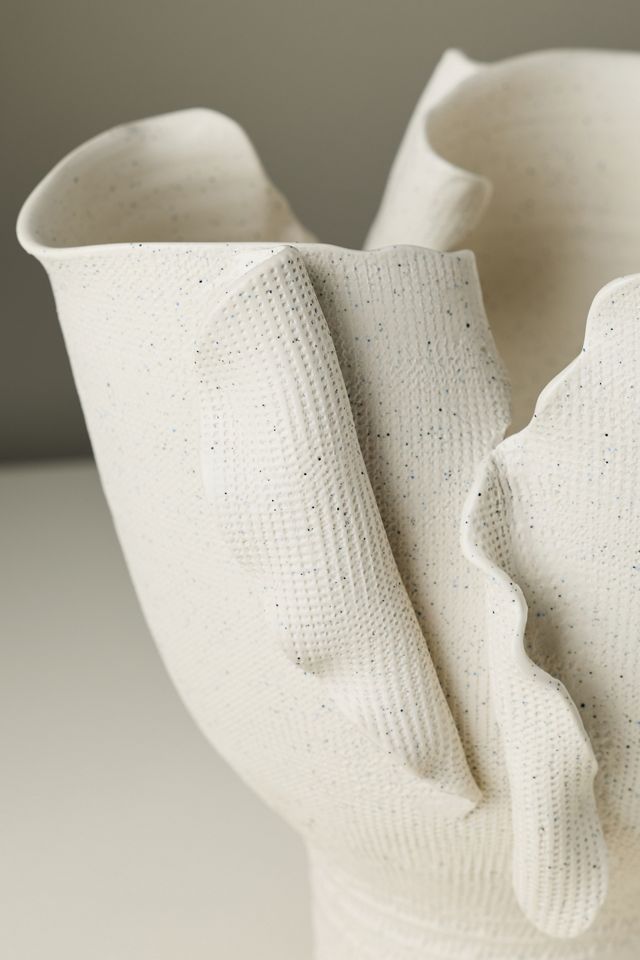 Jaime Young Ivory Textured Torn Porcelain Vessel #1