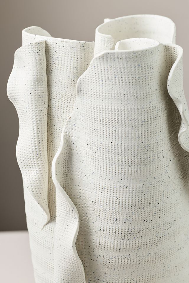 Torn Textured Tall Porcelain Vessel #1
