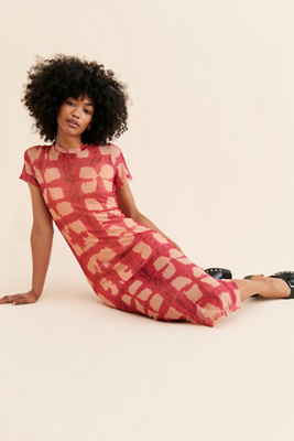 Porridge Abstract Printed Mesh Midi Dress | Anthropologie