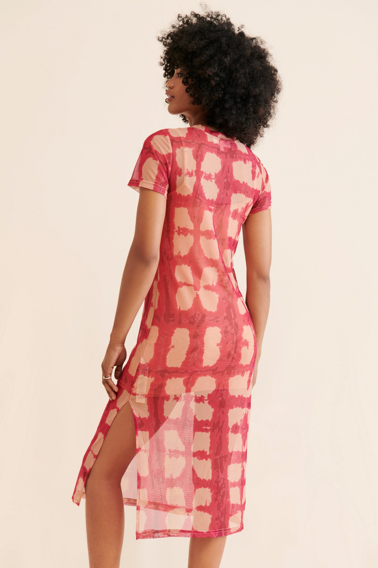 Porridge Abstract Printed Mesh Midi Dress